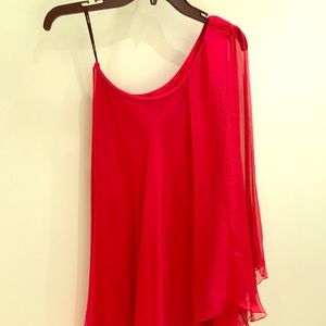 Red one shoulder cocktail dress